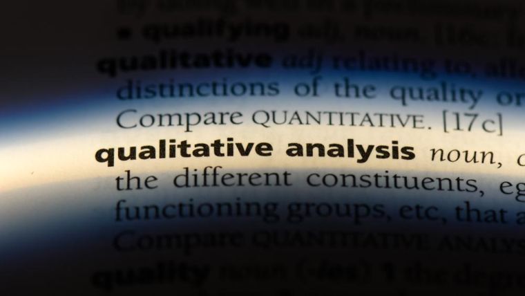 qualitative analysis word in a dictionary. qualitative analysis concept.