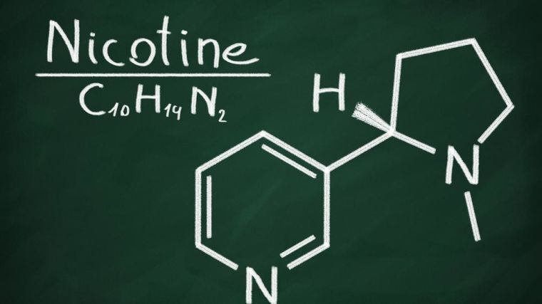 Nicotine molecule on whiteboard