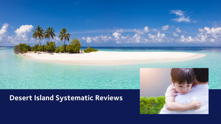 A beautiful tropical island with white sand beaches turquoise sea and blue sky with a picture of a parent and small child superimposed